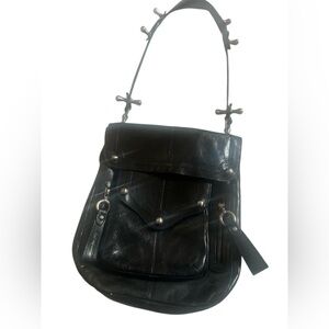 Costume National y2k moto Black Leather Shoulder Bag